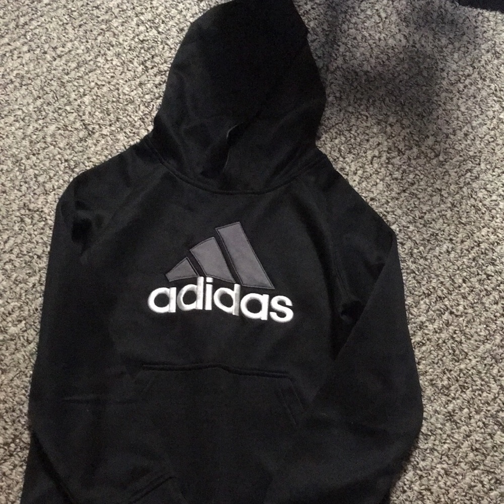 Boys black and gray adidas sweatshirt.